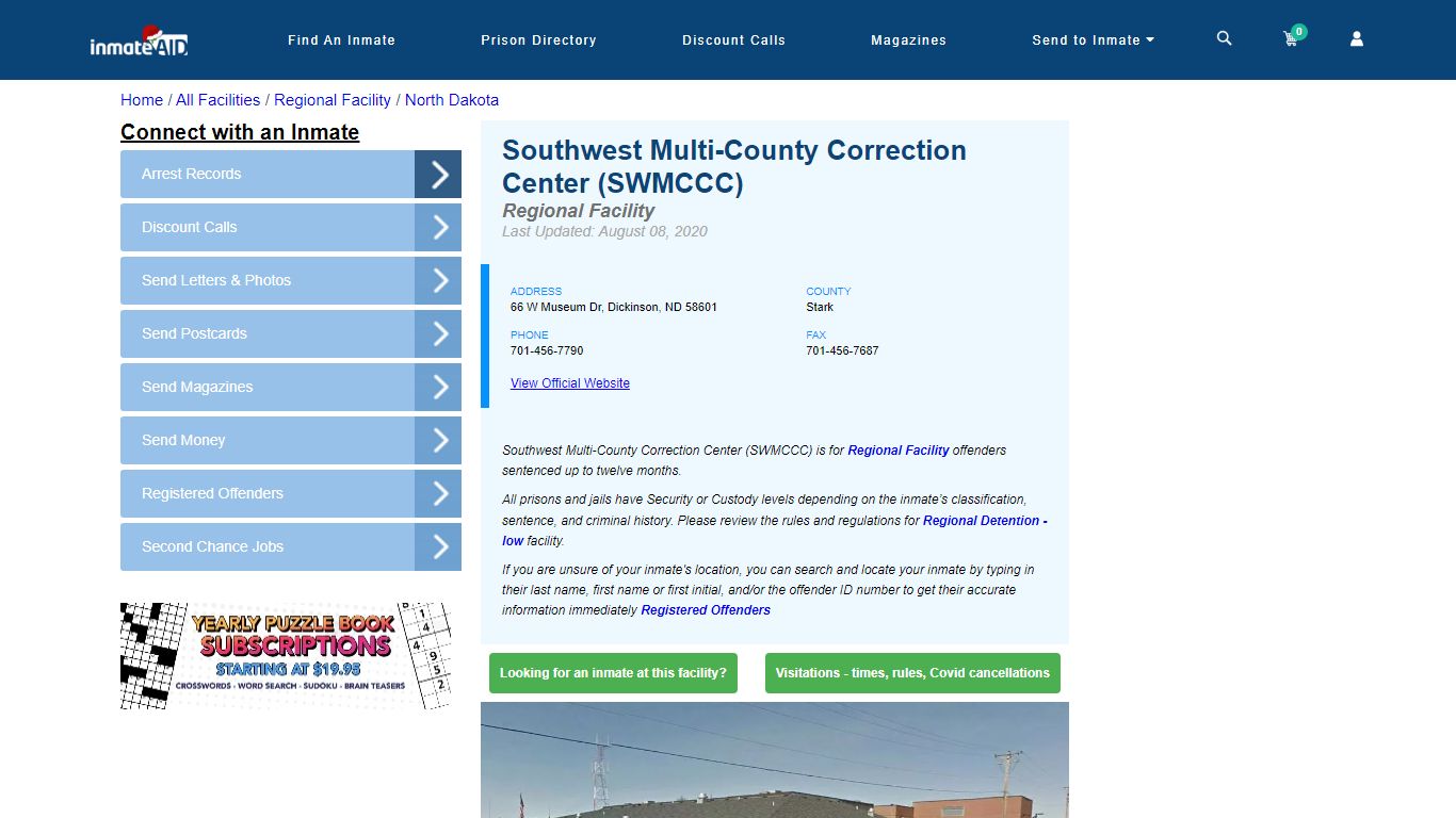 Southwest Multi-County Correction & Inmate Search - Dickinson ND
